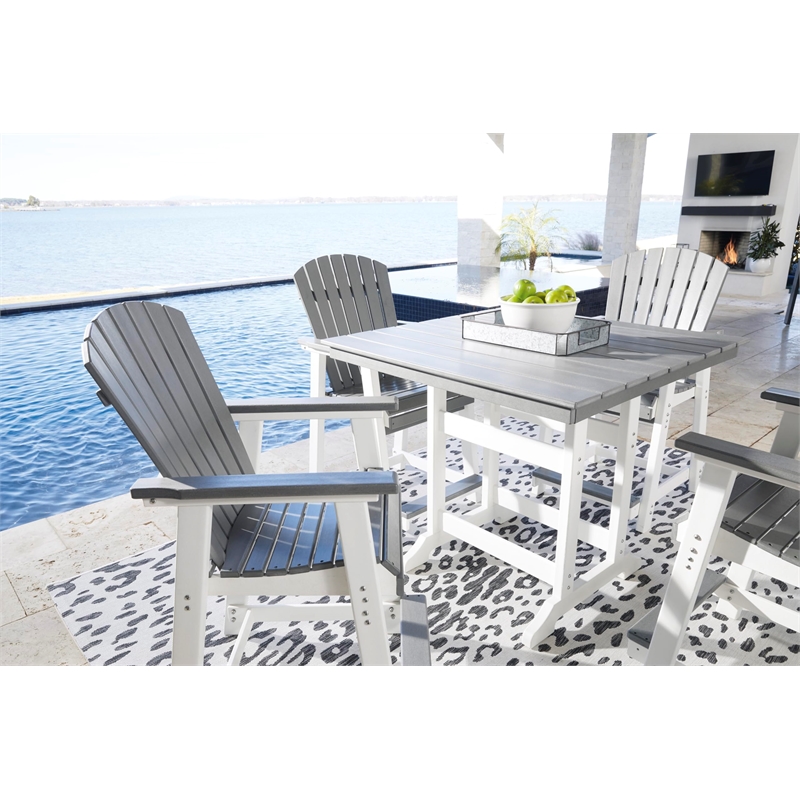 Ashley Furniture Transville Outdoor Plastic Dining Table in Gray and White