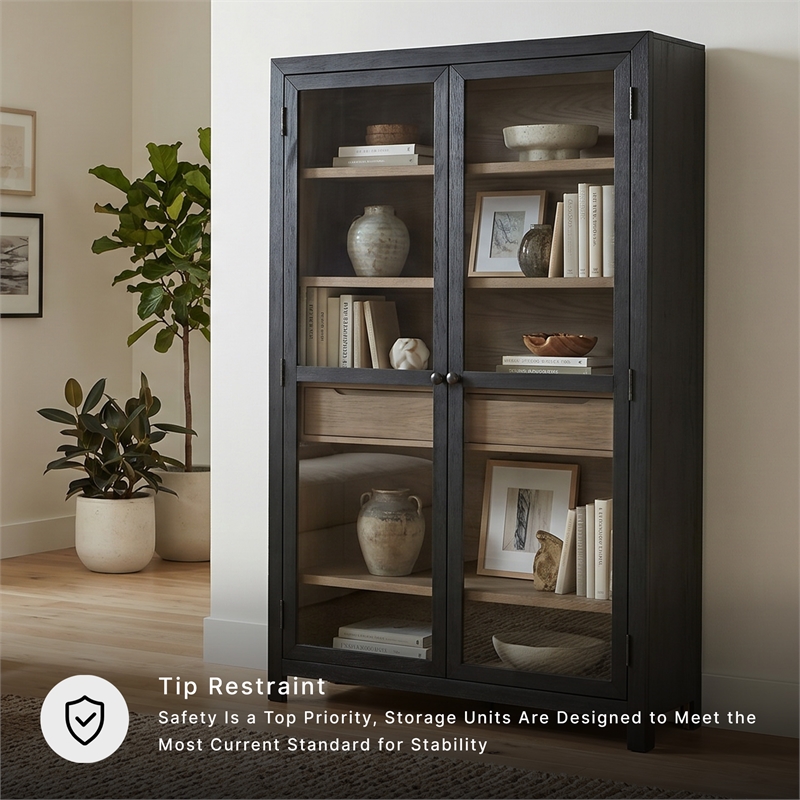 Signature Design by Ashley Lenston 2-Door Wood Accent Cabinet in Black/Warm Gray