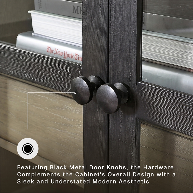 Signature Design by Ashley Lenston 2-Door Wood Accent Cabinet in Black/Warm Gray