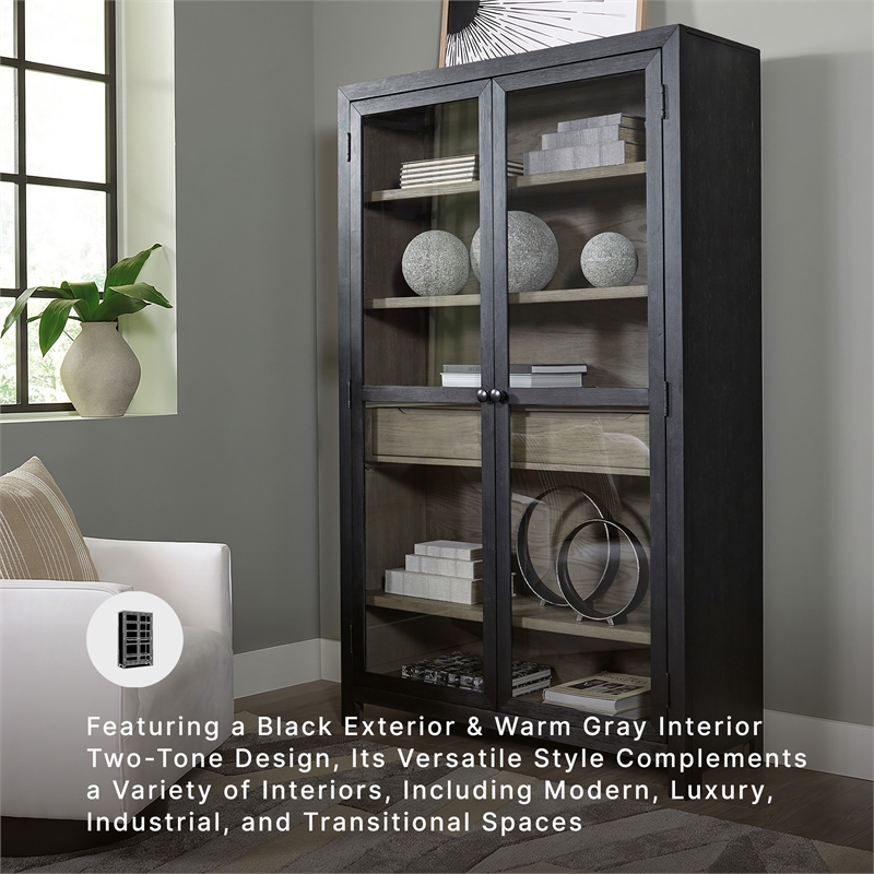Signature Design by Ashley Lenston 2-Door Wood Accent Cabinet in Black/Warm Gray