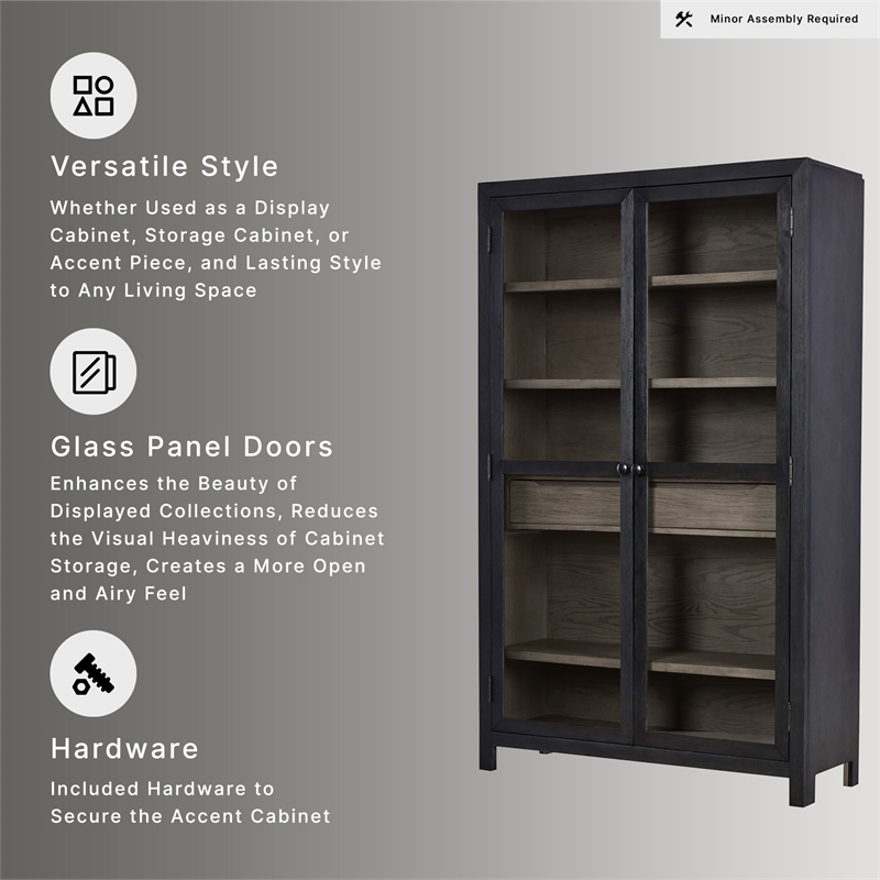 Signature Design by Ashley Lenston 2-Door Wood Accent Cabinet in Black/Warm Gray