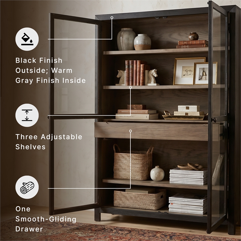 Signature Design by Ashley Lenston 2-Door Wood Accent Cabinet in Black/Warm Gray