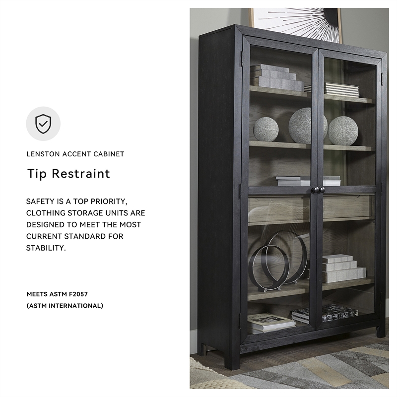 Signature Design by Ashley Lenston 2-Door Wood Accent Cabinet in Black/Warm Gray