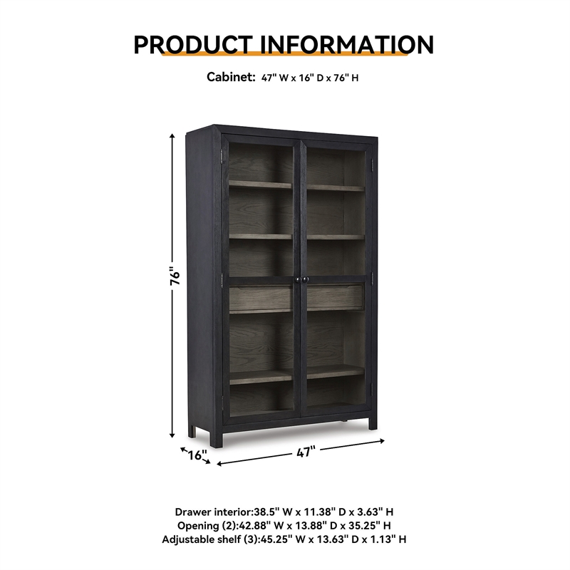 Signature Design by Ashley Lenston 2-Door Wood Accent Cabinet in Black/Warm Gray