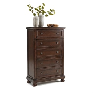 Ashley Furniture Porter 5-Drawer Traditional Wood Chest in Dark Brown
