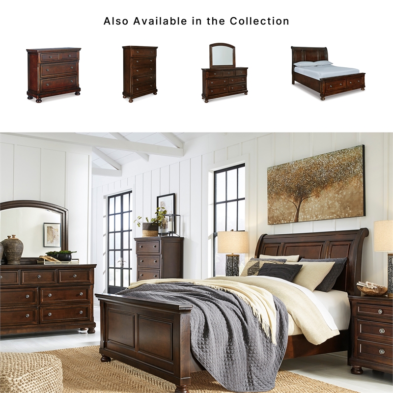 Ashley Furniture Porter 5-Drawer Traditional Wood Chest in Dark Brown