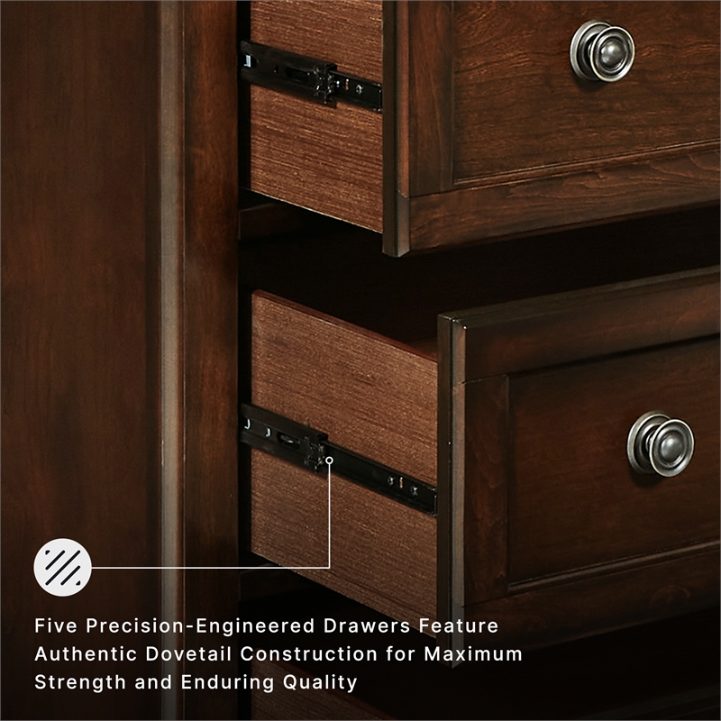 Ashley Furniture Porter 5-Drawer Traditional Wood Chest in Dark Brown