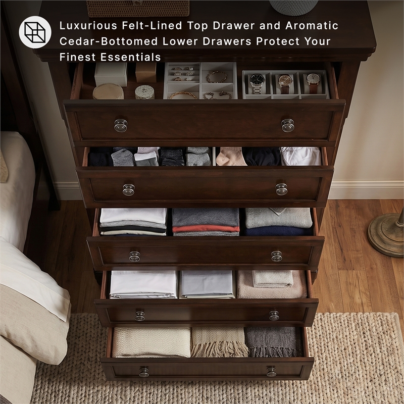 Ashley Furniture Porter 5-Drawer Traditional Wood Chest in Dark Brown