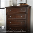 Ashley Furniture Porter 5-Drawer Traditional Wood Chest in Dark Brown
