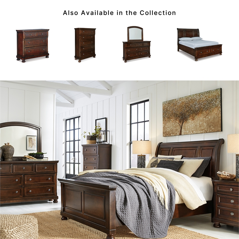 Ashley Furniture Porter 5-Drawer Traditional Wood Chest in Dark Brown