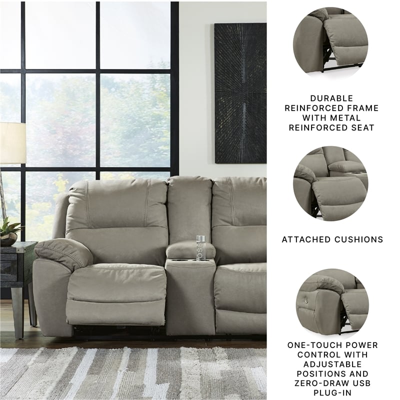 Ashley Furniture Next-Gen Gaucho Faux Leather Power Reclining Loveseat in Gray