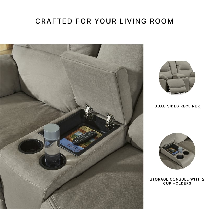 Ashley Furniture Next-Gen Gaucho Faux Leather Power Reclining Loveseat in Gray