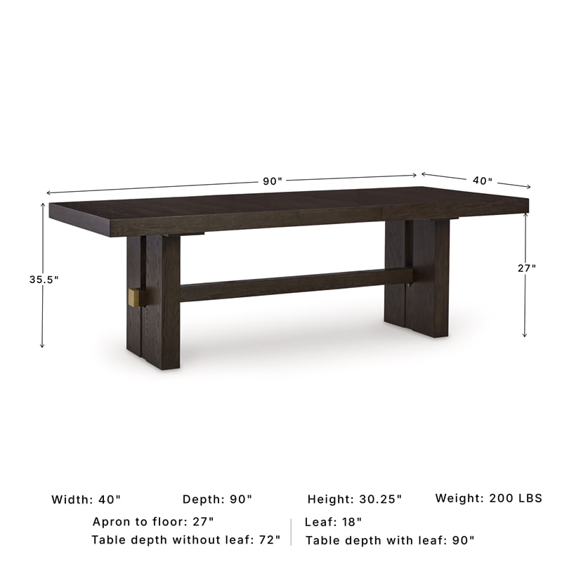 Ashley Furniture Burkhaus Rectangular Wood Dining Extension Table in Dark Brown
