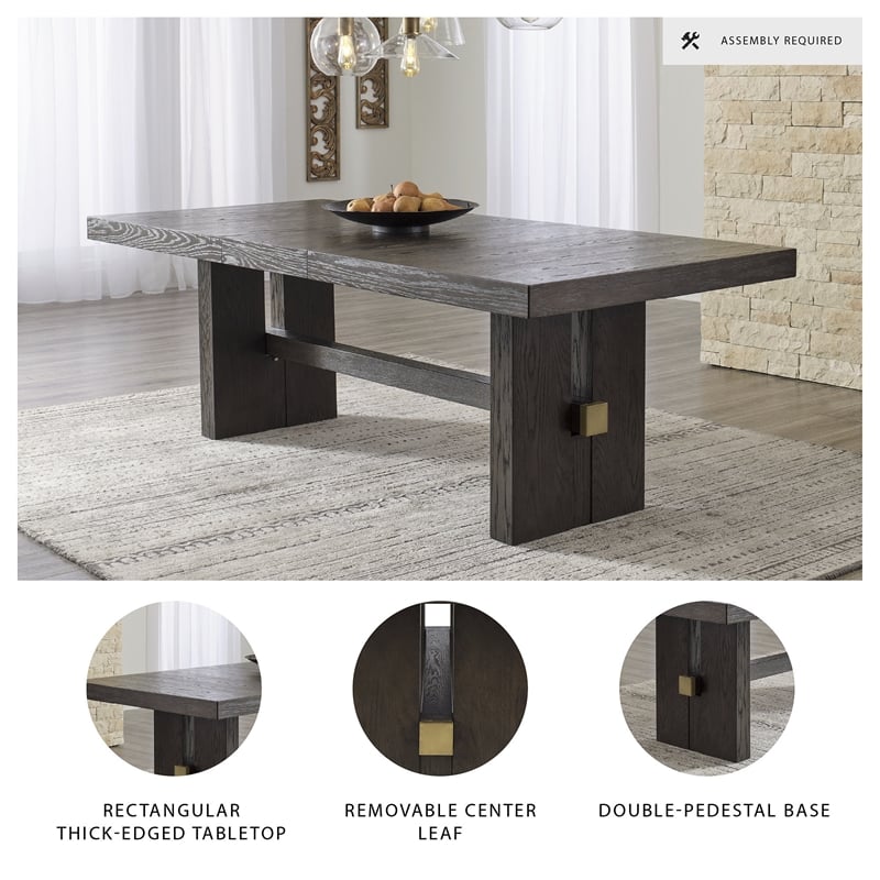 Ashley Furniture Burkhaus Rectangular Wood Dining Extension Table in Dark Brown
