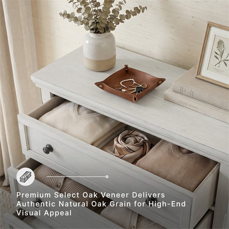 Ashley Furniture Robbinsdale 5-Drawer Wood Chest in Antiqued White
