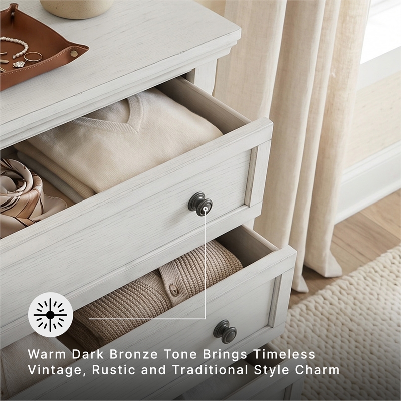 Ashley Furniture Robbinsdale 5-Drawer Wood Chest in Antiqued White