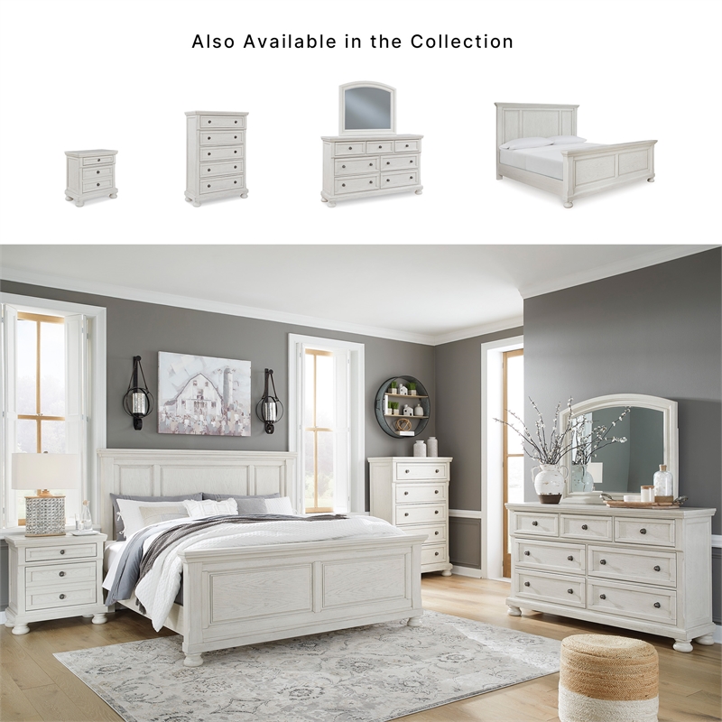 Ashley Furniture Robbinsdale 5-Drawer Wood Chest in Antiqued White