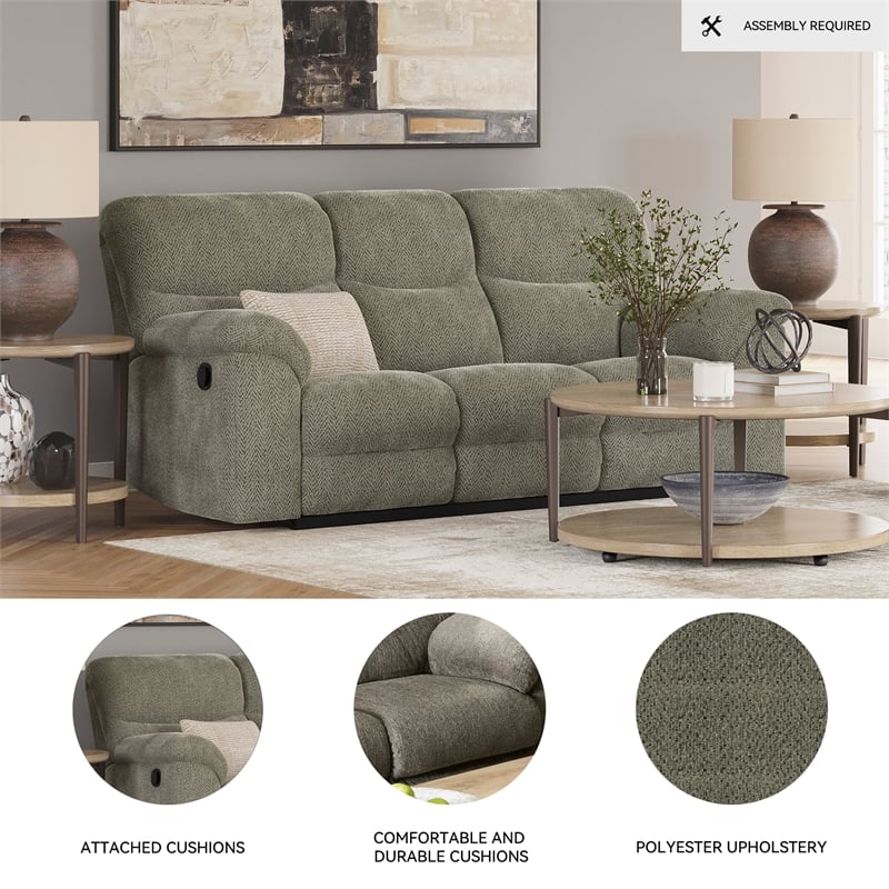 Signature Design by Ashley Alphons Fabric & Wood Reclining Sofa in Gray