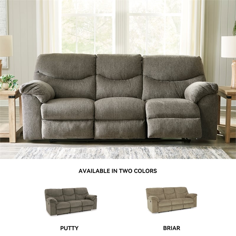 Signature Design by Ashley Alphons Fabric & Wood Reclining Sofa in Gray