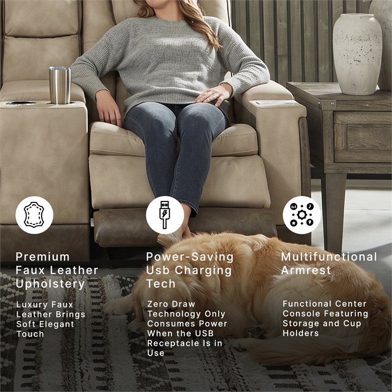 Ashley Furniture Next-Gen DuraPella Faux Leather Reclining Loveseat in Brown