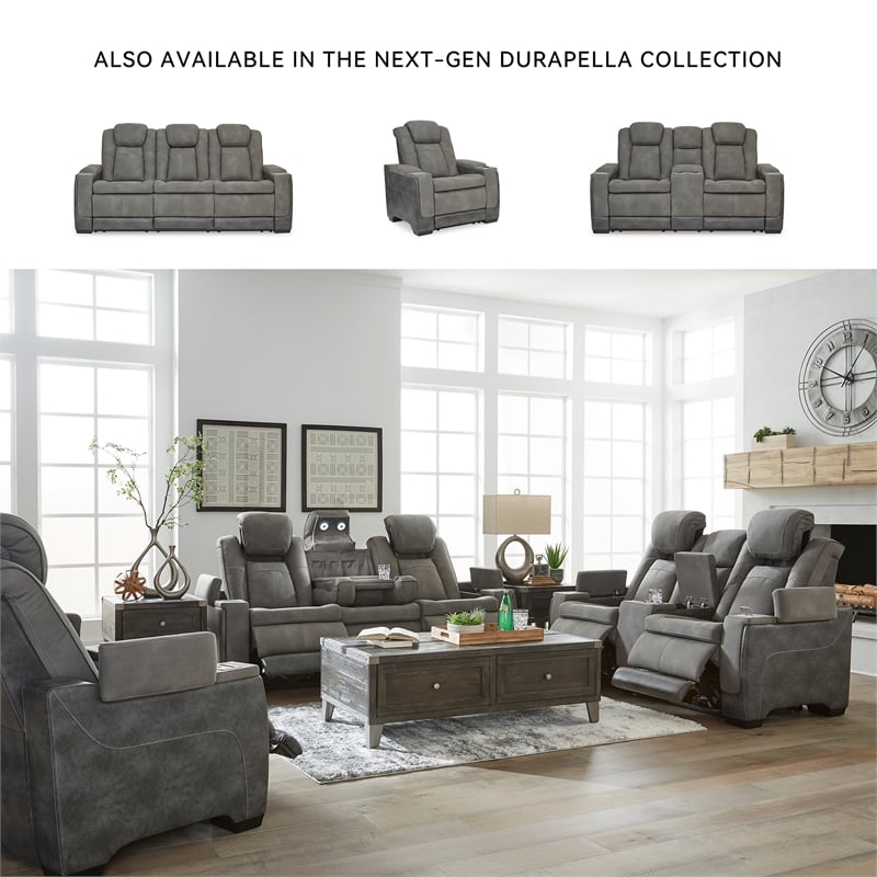 Ashley Furniture Next-Gen DuraPella Faux Leather Reclining Loveseat in Gray