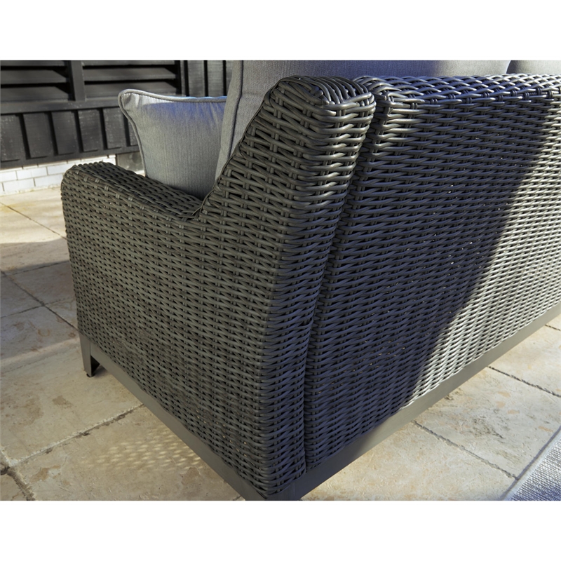 Ashley Furniture Elite Park Outdoor Fabric Loveseat with Cushion in Gray