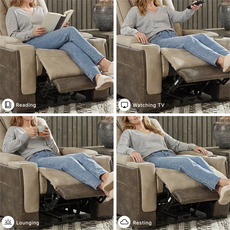 Ashley Furniture Next-Gen DuraPella Faux Leather Power Recliner in Brown