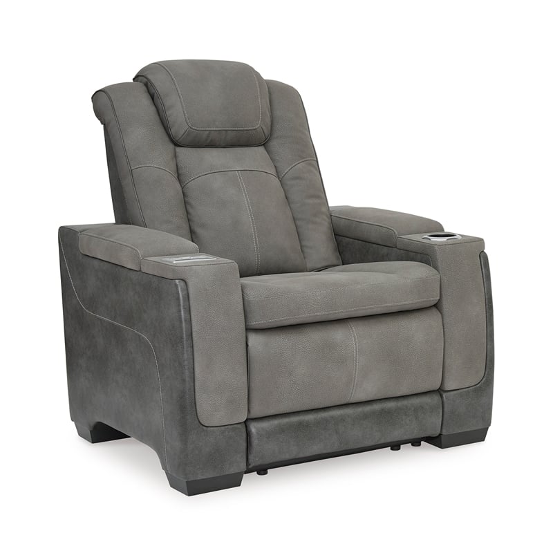 Ashley Furniture Next-Gen DuraPella Faux Leather Power Recliner in Gray