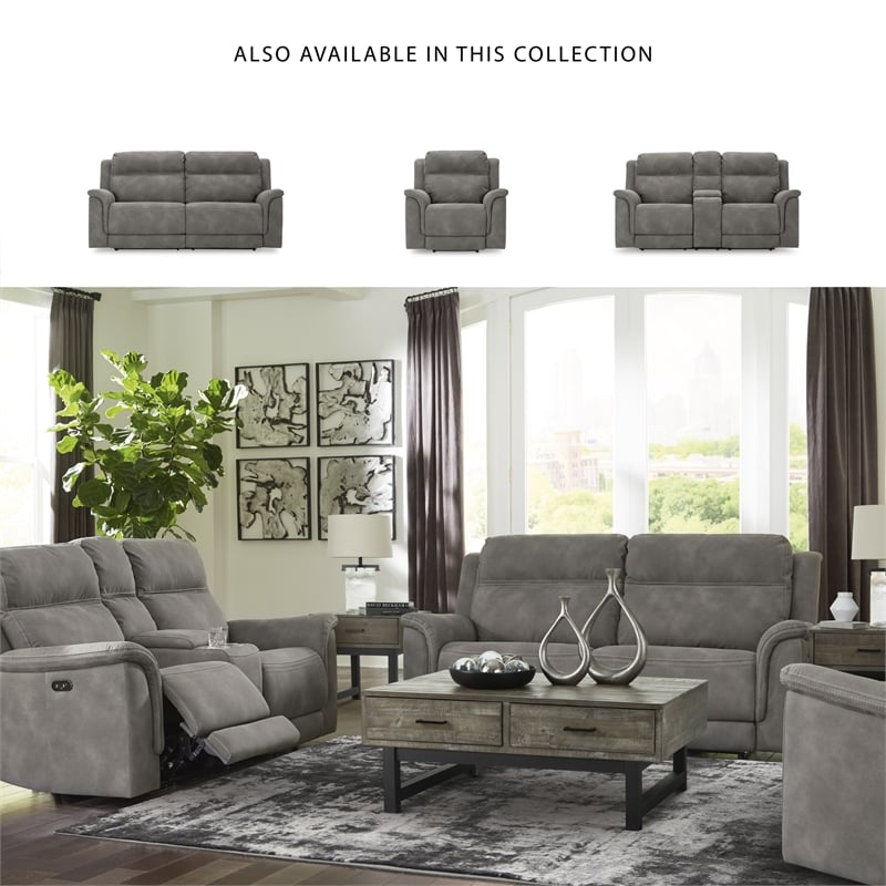 Ashley Furniture Next-Gen DuraPella Faux Leather Reclining Loveseat in Gray