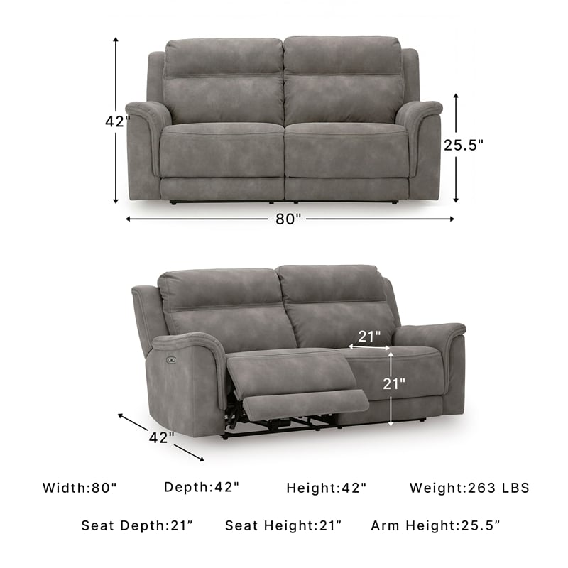 Ashley Furniture Next-Gen DuraPella 2-Seat Faux Leather Reclining Sofa in Gray