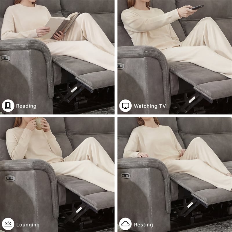 Ashley Furniture Next-Gen DuraPella 2-Seat Faux Leather Reclining Sofa in Gray