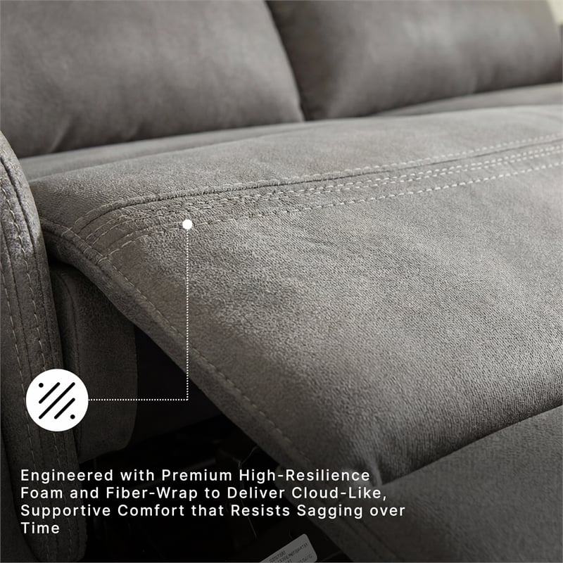 Ashley Furniture Next-Gen DuraPella 2-Seat Faux Leather Reclining Sofa in Gray