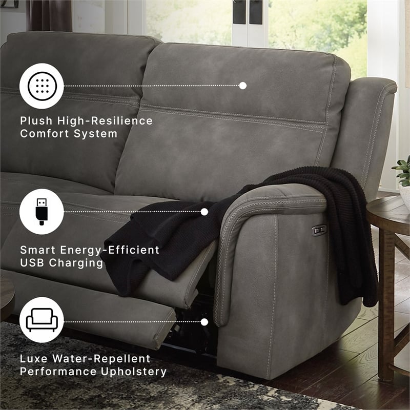 Ashley Furniture Next-Gen DuraPella 2-Seat Faux Leather Reclining Sofa in Gray