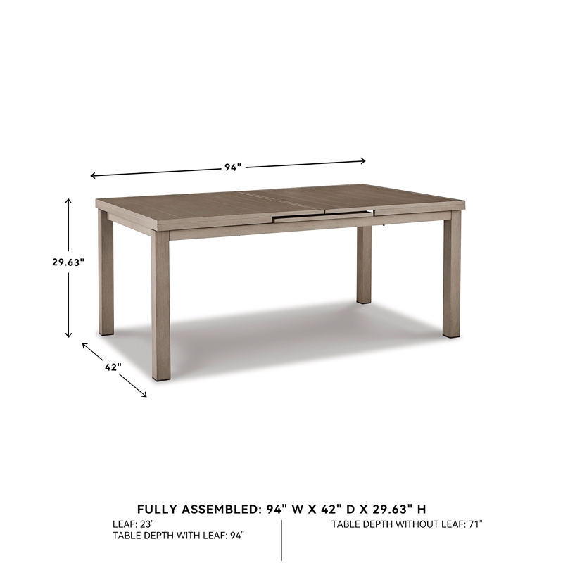 Ashley Furniture Beach Front Outdoor Rectangular Aluminum Dining Table in Brown