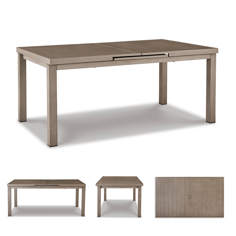 Ashley Furniture Beach Front Outdoor Rectangular Aluminum Dining Table in Brown
