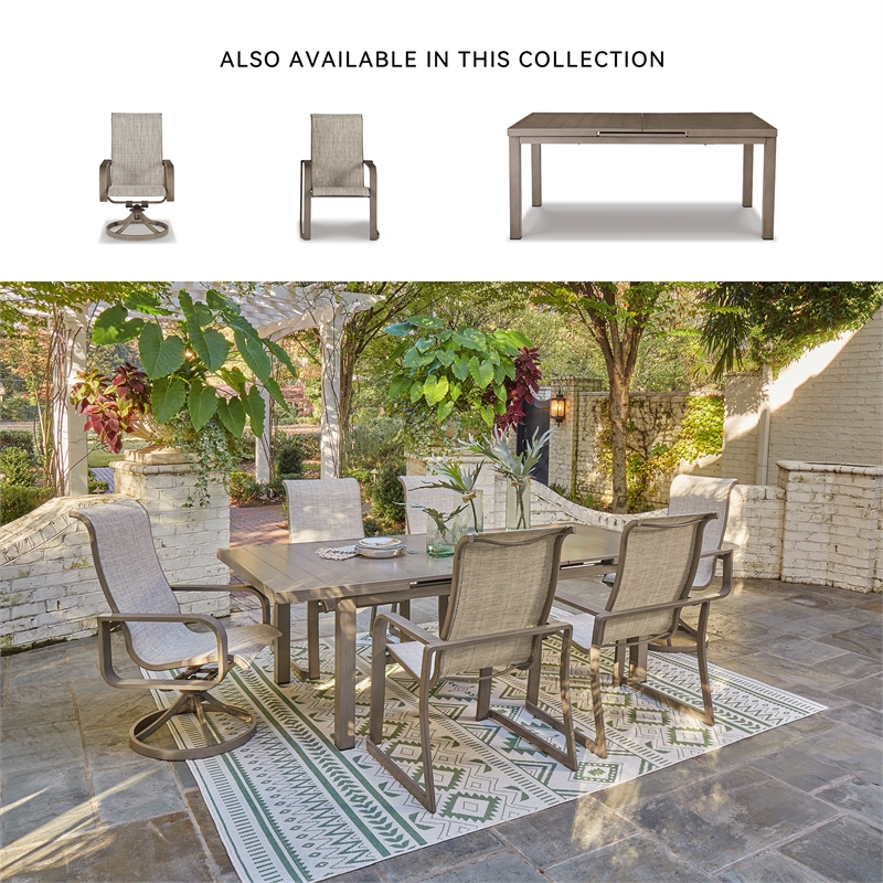 Ashley Furniture Beach Front Outdoor Rectangular Aluminum Dining Table in Brown