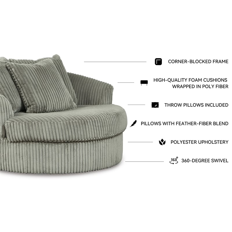 Signature Design by Ashley Lindyn Oversized Swivel Fabric Accent Chair in Gray