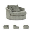 Signature Design by Ashley Lindyn Oversized Swivel Fabric Accent Chair in Gray