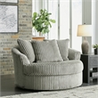 Signature Design by Ashley Lindyn Oversized Swivel Fabric Accent Chair in Gray