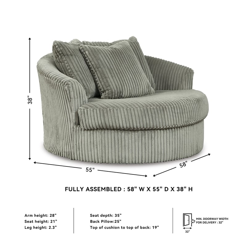 Signature Design by Ashley Lindyn Oversized Swivel Fabric Accent Chair in Gray
