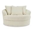 Signature Design by Ashley Lindyn Oversized Swivel Fabric Accent Chair in Ivory