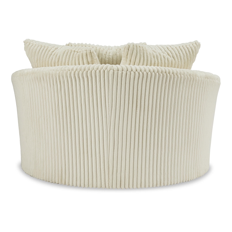 Signature Design by Ashley Lindyn Oversized Swivel Fabric Accent Chair in Ivory
