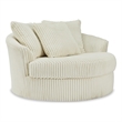 Signature Design by Ashley Lindyn Oversized Swivel Fabric Accent Chair in Ivory