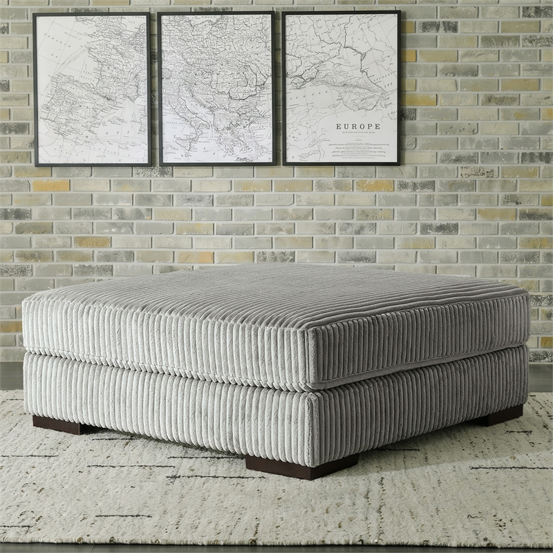 Signature Design by Ashley Lindyn Oversized Fabric Accent Ottoman in Gray