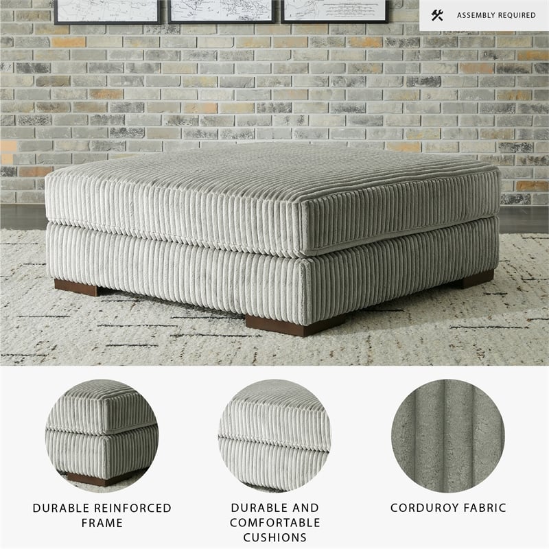 Signature Design by Ashley Lindyn Oversized Fabric Accent Ottoman in Gray
