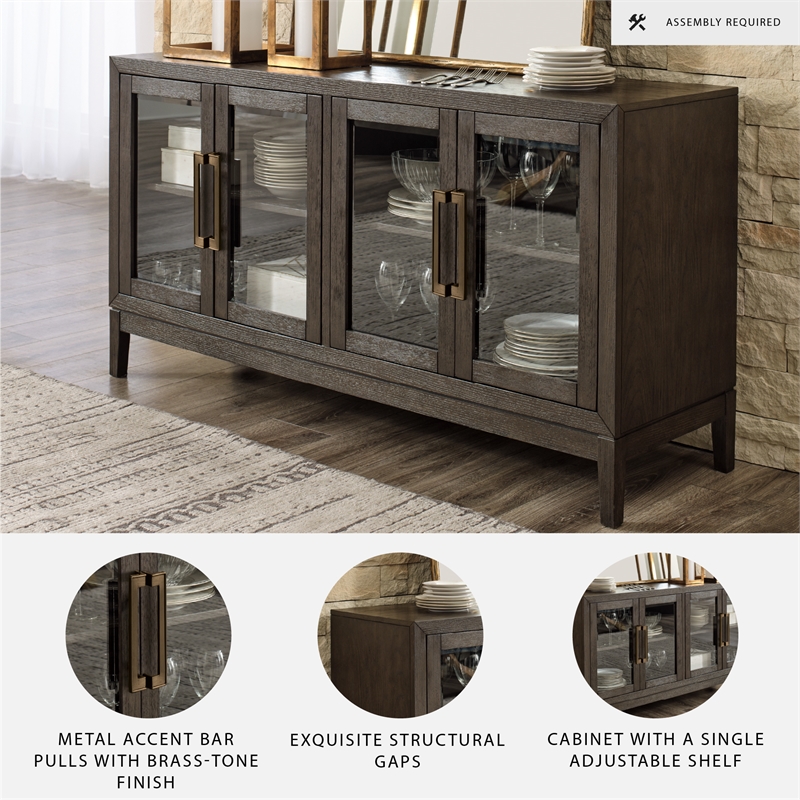 Signature Design by Ashley Burkhaus Modern Wood Dining Server in Dark Brown