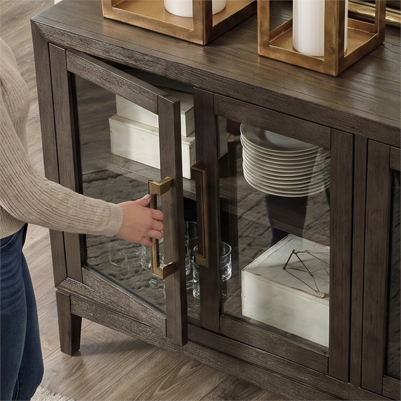 Signature Design by Ashley Burkhaus Modern Wood Dining Server in Dark Brown