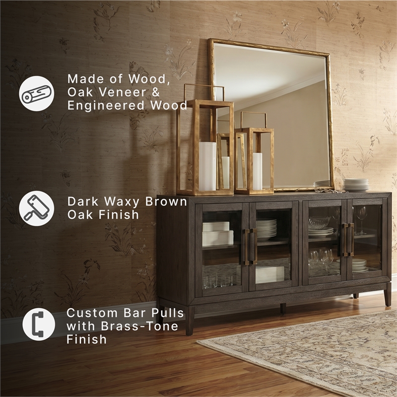Signature Design by Ashley Burkhaus Modern Wood Dining Server in Dark Brown