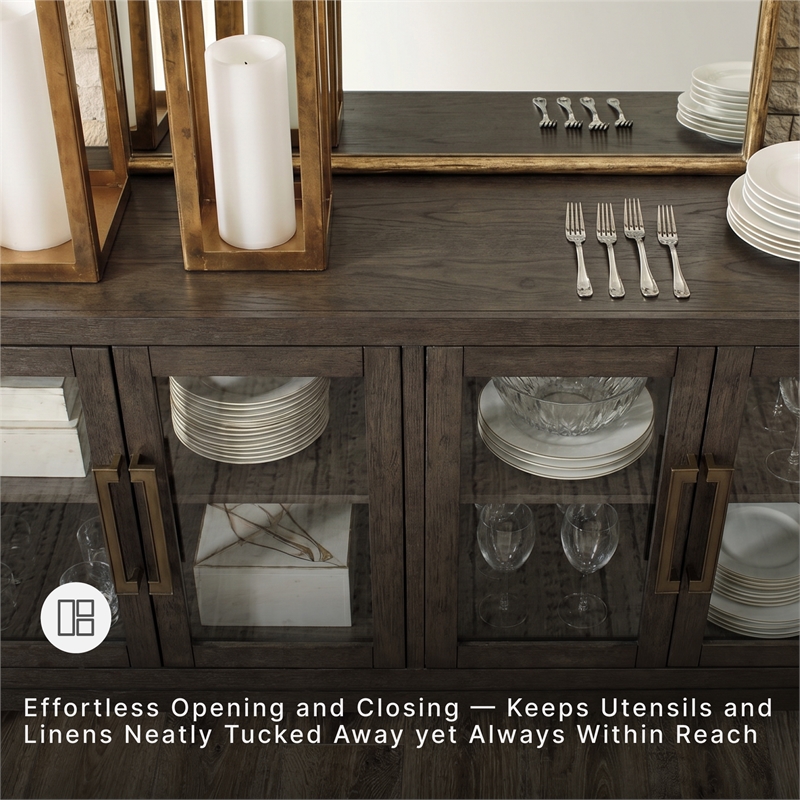 Signature Design by Ashley Burkhaus Modern Wood Dining Server in Dark Brown