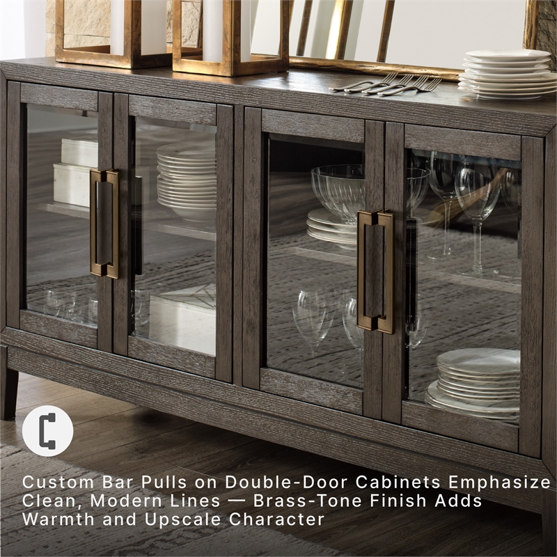 Signature Design by Ashley Burkhaus Modern Wood Dining Server in Dark Brown